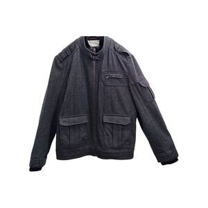 Inc International Concept Mens Gray Wool Blend Zip Up Chore Moto Bomber Jacket L